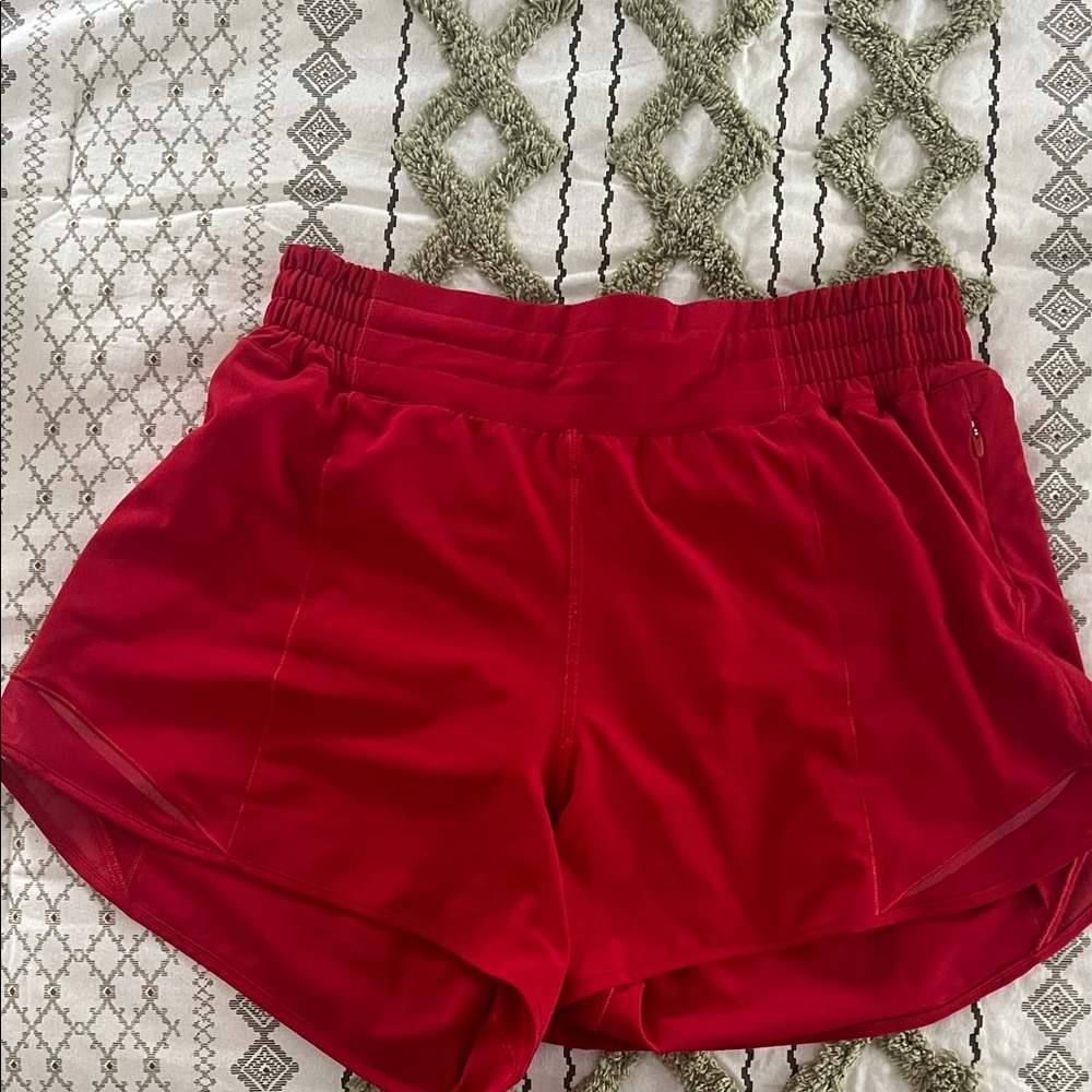 Women’s red lululemon track that shorts